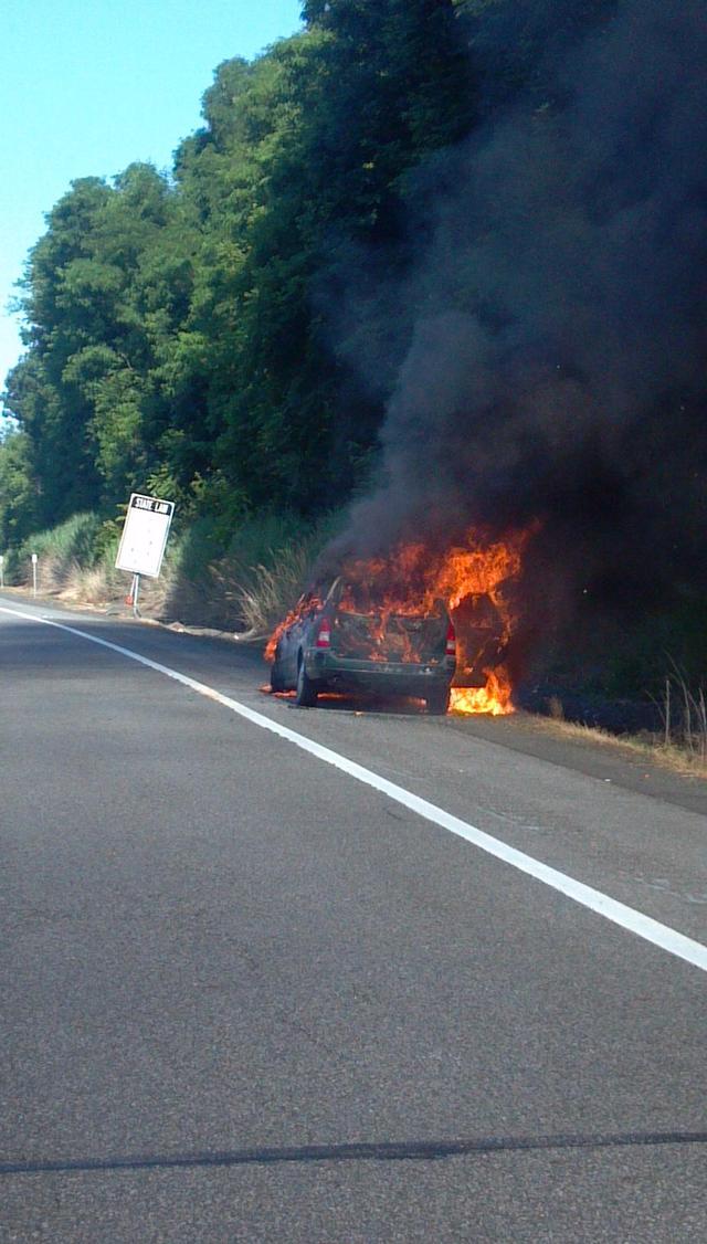 Car Fire, NYS Thruway, 7/2012.  Photo: Todd Giraudin